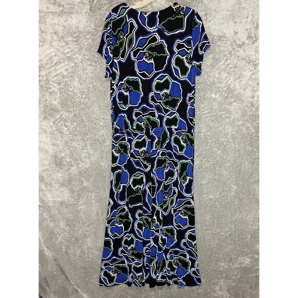Chicos Traveler 2 Women Floral Acetate Slinky Knit Stretch Blouson Maxi Dress 12 - Picture 2 of 10
